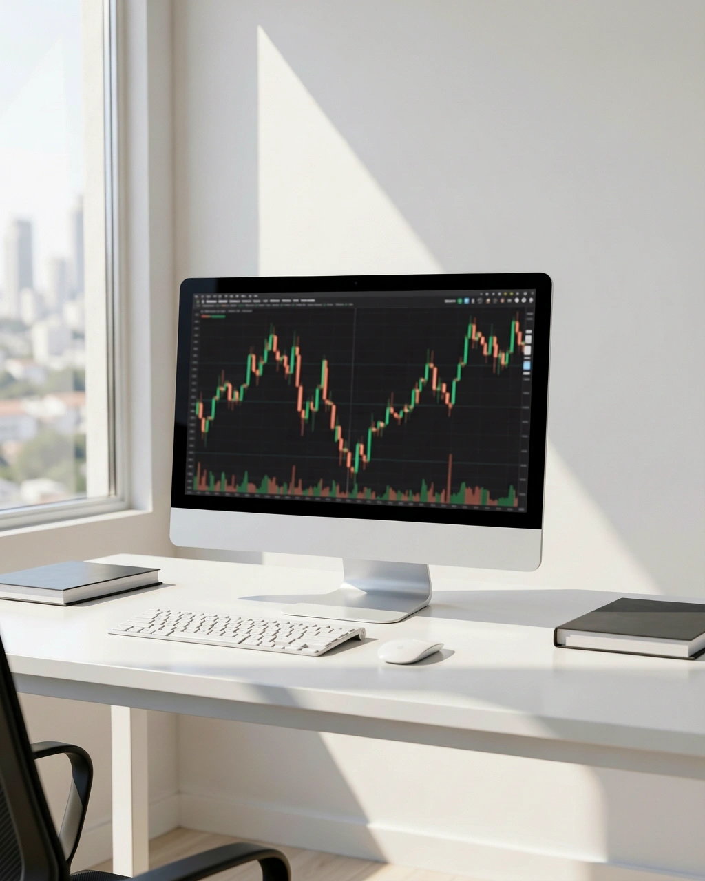 Ambiente de trabalho focado em análise financeira